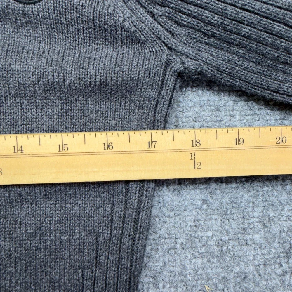 Y2K DKNY Jeans Womens XL Gray Ribbed Quarter Zip Pullover Sweater Logo Spellout - Picture 4 of 6